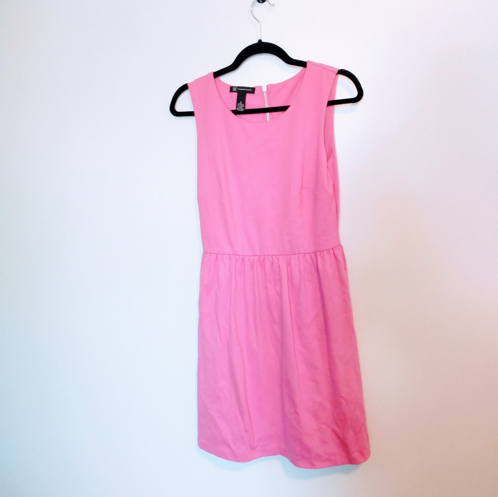 INC pink tank dress with scoop neck and skater shirt. Size small. Small flaw ne